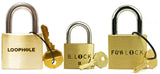 The First Steps Bundle by Puzzlocks featuring three beginner puzzle locks: the LoopHole, B-Lock II, and FunLock, with keys