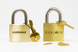 The Perfect Gift for Dad bundle by Puzzlocks featuring the LoopHole and DanLock brass puzzle locks side by side with keys